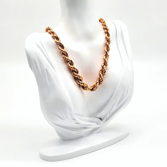 Bronzo Italia Rose Gold Chunky Rope Chain Necklace and Bracelet Set - Picture 7 of 12